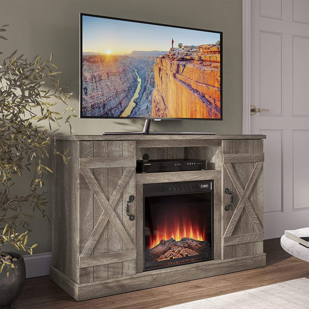 TV Stand with Electric Fireplace & Media Entertainment Center 